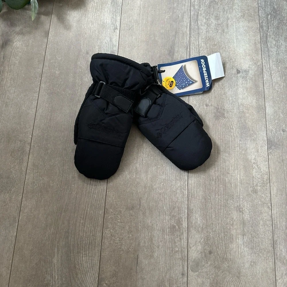 New Y2K Columbia Black Waterproof Youth XS Black Chippewa Mittens Snow Gloves